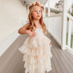 Tiered Tulle Flower Girl Dress – Sleeveless Ruffle Ball Gown