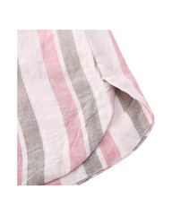 Vertical Striped Linen Mini Shift Dress with Short Sleeves - Casual Everyday Summer Tunic