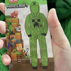 Boys' Minecraft Creeper Hooded Zip-Up Onesie