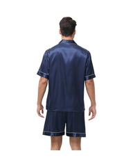 Luxury Short Sleeve Men's Satin Pajamas – Lightweight V-Neck Shirt & Shorts Set