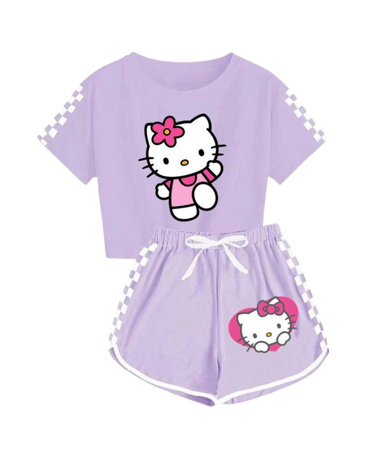 Hello Kitty Girls Short Sleeve T-Shirt and Shorts Set 2 Piece