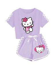 Hello Kitty Girls Short Sleeve T-Shirt and Shorts Set 2 Piece