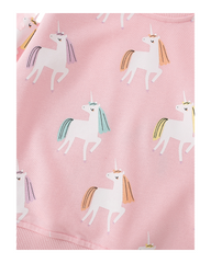 Long Sleeve Unicorn Print Sweatshirt For Girls Featuring Ribbed Cuffs and Hem