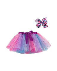 Multilayered Colorful Tutu Party Skirt for Girls with Fluffy Mesh Layers