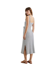 Striped Square Neck Spaghetti Strap Midi Dress - Casual Summer A-Line Sun Dress