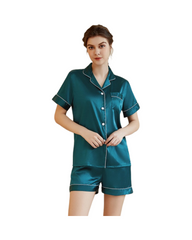 Two-Piece Button-Up Silky Pyjama Set