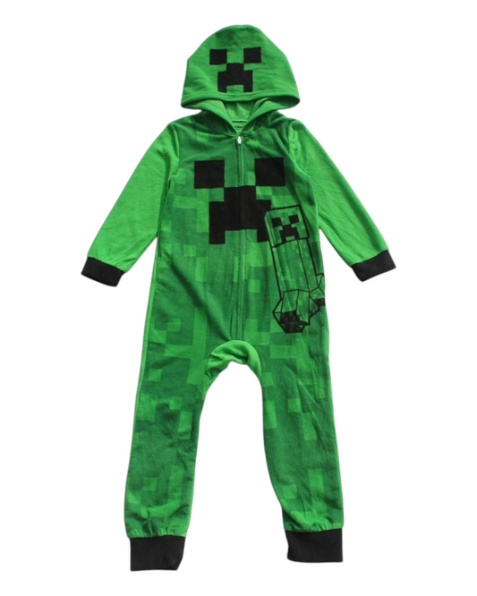 Boys' Minecraft Creeper Hooded Zip-Up Onesie