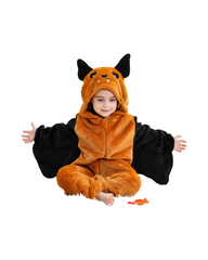 Fluffy Animal Hooded Jumpsuit for kids Featuring Cartoon Characters and Front Zipper