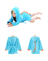 Absorbent Cotton Hooded Bathrobe for Kids with Dinosaur Tail Design