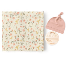 Newborn Cotton Wrap Blanket with a Hat and Card