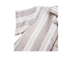 Striped Short Sleeve Linen Button Down Toddler Two Piece Outfit Set