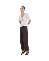 White Tie-Front Eyelet Blouse - Short Sleeve V-Neck Crop Top