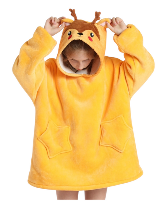 Oversized Fluffy Oodie with Animal Design