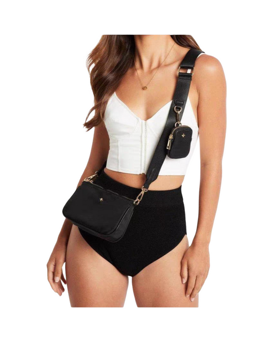 Nylon Crossbody Sling Bag with Adjustable Shoulder Strap & Multi-Pockets