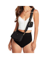 Nylon Crossbody Sling Bag with Adjustable Shoulder Strap & Multi-Pockets