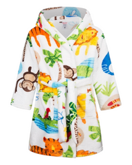 Boys' Fluffy Patterned Bath Robe