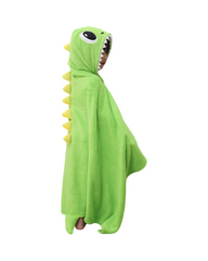 Green Dinosaur & Frog Hooded Kids Costume Cape - Soft Animal Dress-Up Cloak for Toddlers & Children