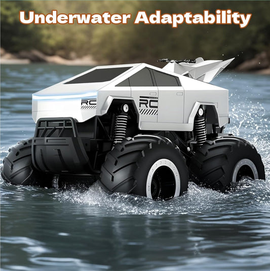 Remote Control Cybertruck Amphibious Toy car, 1:16 Scale Waterproofing Car Monster Truck Toys, 4WD All Terrain Off-Road Pickup with Rechargeable Battery, RC Cars