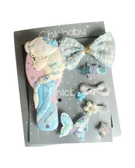 Princess Hair Brush and Accessory Set for Kids – Cute Detangling Hairbrush, Bow Clips, and Hair Pins Gift Set