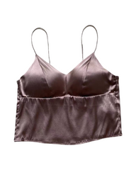 Silk Spaghetti Strap V Neck Camisoles with Built-in Bra