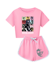 Michael Jackson Graphic Print Girls Outfit Set