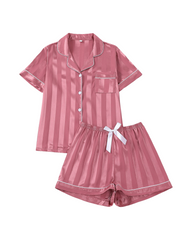 Silk Satin Button Down Pajamas for Women Short Pj Sets
