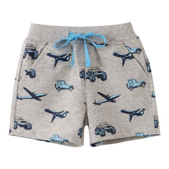 Grey Pocketed Shorts with Patterns