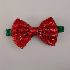 Red and Green Striped Holiday Dress with Matching Headband for Girls