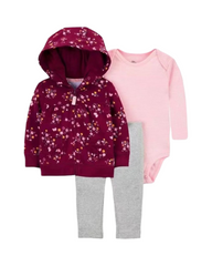 3-Piece Toddler Hooded Sweatshirt and Bodysuit Set