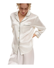 Luxury 100% Silk Long-Sleeve Sleepwear Set for Women