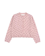 Pink Floral Knit Cardigan for Girls - Soft Long Sleeve Button-Down Sweater