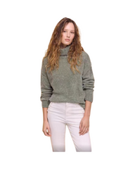 Mock Neck Oversized Knit Sweater for Women - Loose Fit Cozy Pullover Jumper