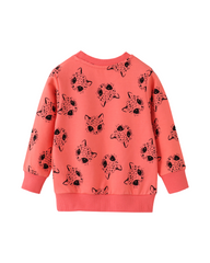 Peach Pullover Crewneck Sweatshirt for Girls Designed with All-Over Unicorn Graphics