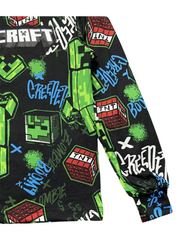 Minecraft Creeper Print Long Sleeve Shirt and Cotton Pants Set