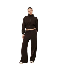 Cropped Zip Up Fleece Jacket Women – Lightweight Oversized High Collar Casual Activewear Sweatshirt