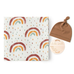 Newborn Cotton Wrap Blanket with a Hat and Card