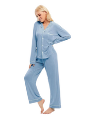 Women's Long-Sleeved Flowing Shirt and Pants Pyjama Set