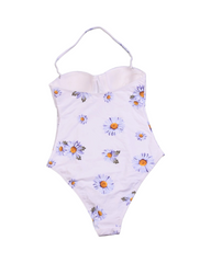 Cute Daisy Print One Piece Swimsuit