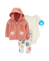 Cozy Fleece Hoodie, Baby Onesie, and Pants 3-Piece Daily Outfit Set