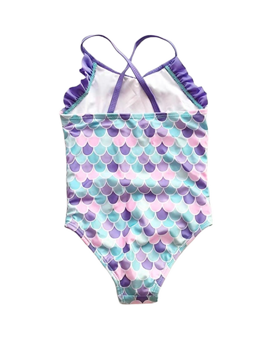 Undersea Fantasy Girls Printed Bathing Suit - Kids One-Piece Swimwear Costume