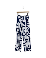 Abstract Graphic Pattern Wide Leg Pants – Mid Rise Long Trousers