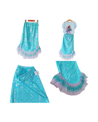 Sparkly Mermaid Tail Costume Skirt with Iridescent Fish Scale Print