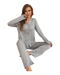 Modal Cotton Super Stretchy Women Loungewear Set Soft Long Sleeve Pyjamas