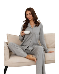 Modal Cotton Super Stretchy Women Loungewear Set Soft Long Sleeve Pyjamas