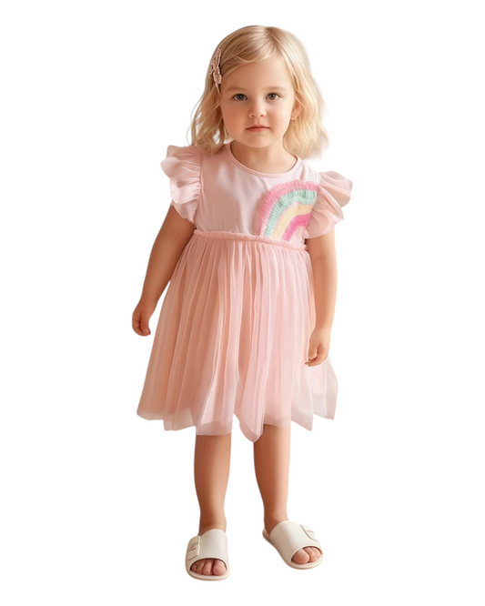 Pink Tulle Dress with Ruffles