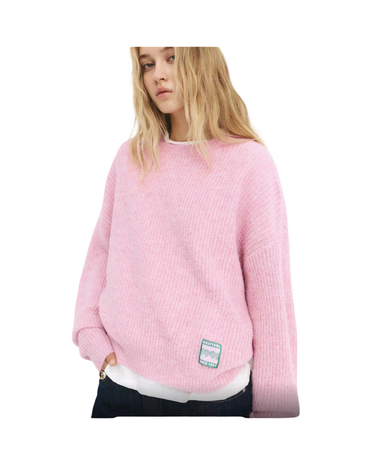 Retro Acid Wash Crewneck Sweatshirt - Cozy Oversized Women's Top