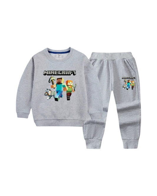 2-Piece Minecraft Graphic Cotton Sweatshirt & Joggers Set