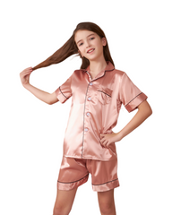 Kids' Silky Shirt and Shorts Pyjama Set