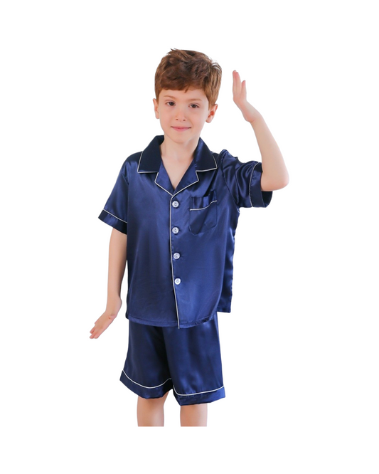 Boys' Silky Shirt and Shorts Pyjama Set