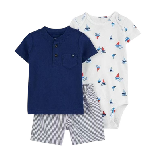 Baby Boys' Patterned Three-Piece Outfit Set
